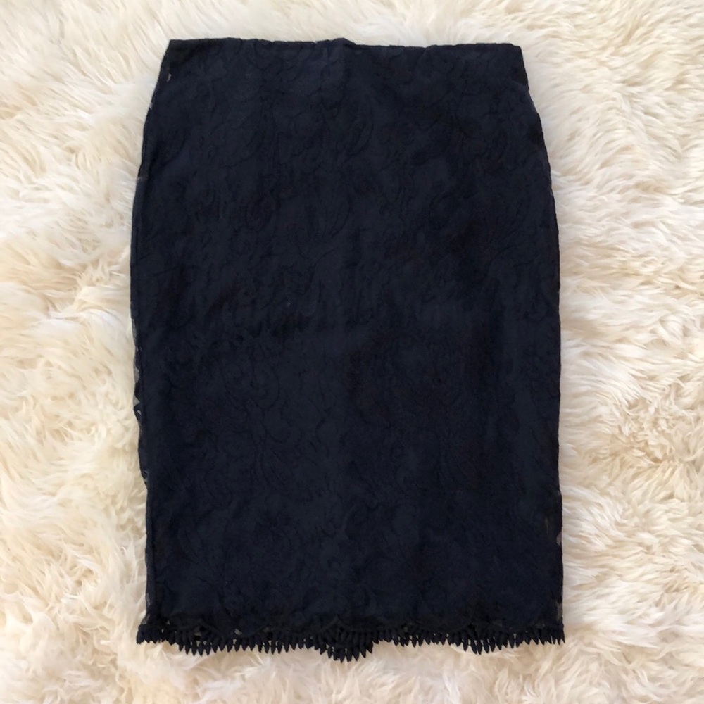 Ann Taylor Navy Lace Pencil Skirt
